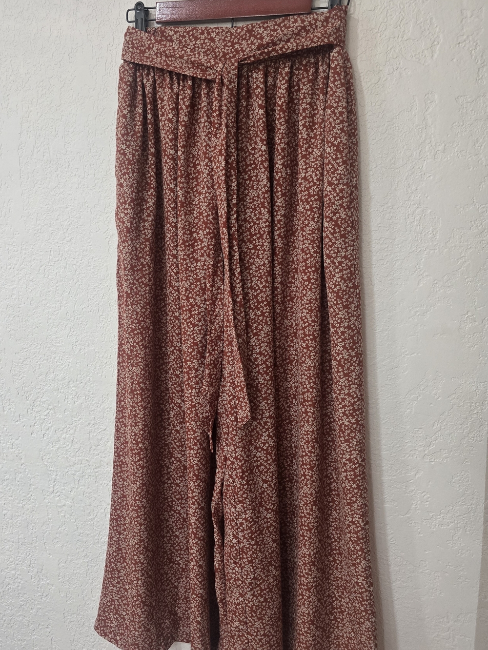 SHEIN Rust Palazzo Pants w/Elastic Tie-Waist-Size Medium